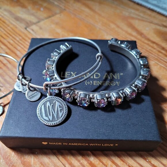 Alex and Ani Bangle Love Bracelet & Sorrelli Riveting Romance Cuff Bracelet Set - Picture 1 of 3